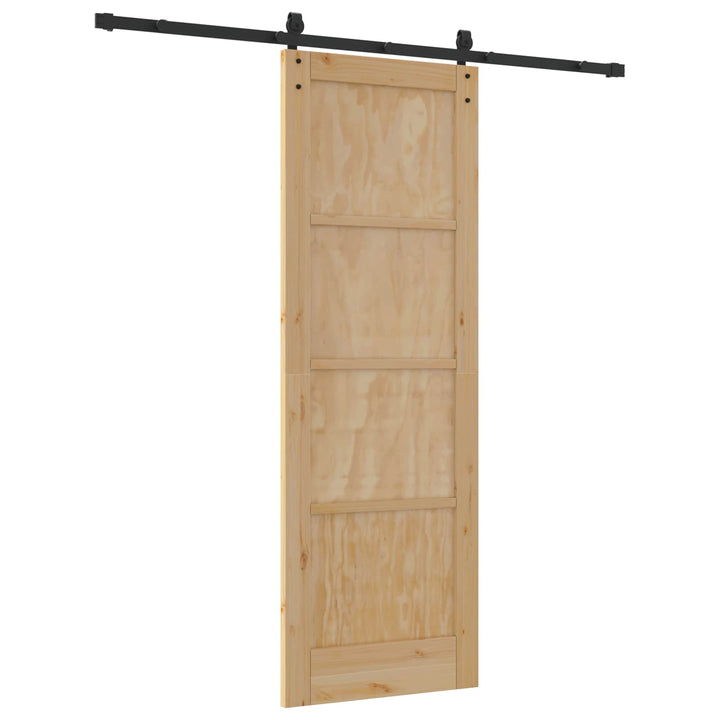 Skydedør Naturfarvet og sort 73,5 x 211 cm Massivt fyrretræ