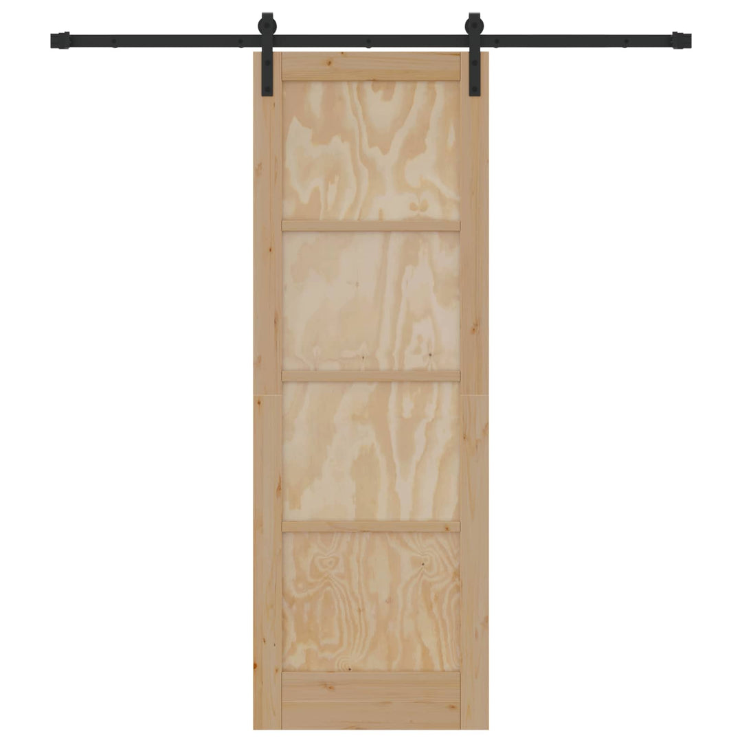 Skydedør Naturfarvet og sort 73,5 x 211 cm Massivt fyrretræ