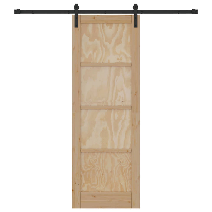 Skydedør Naturfarvet og sort 73,5 x 211 cm Massivt fyrretræ