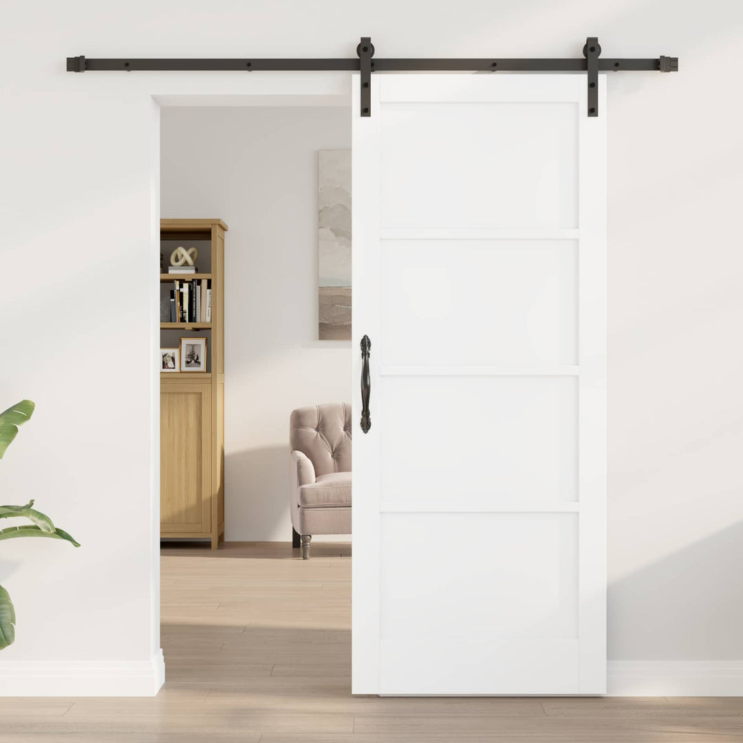 Skydedør Hvid og sort 83 x 202 cm Massivt fyrretræ