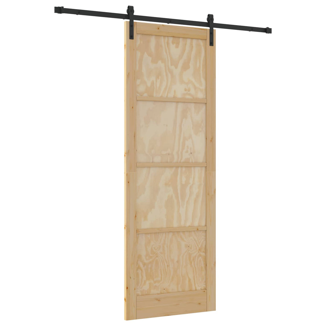 Skydedør Naturfarvet og sort 83 x 232 cm Massivt fyrretræ