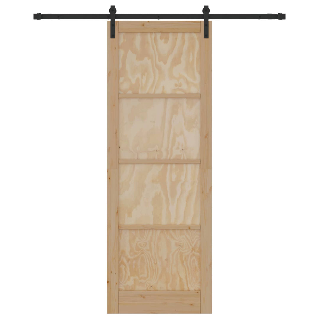 Skydedør Naturfarvet og sort 83 x 232 cm Massivt fyrretræ