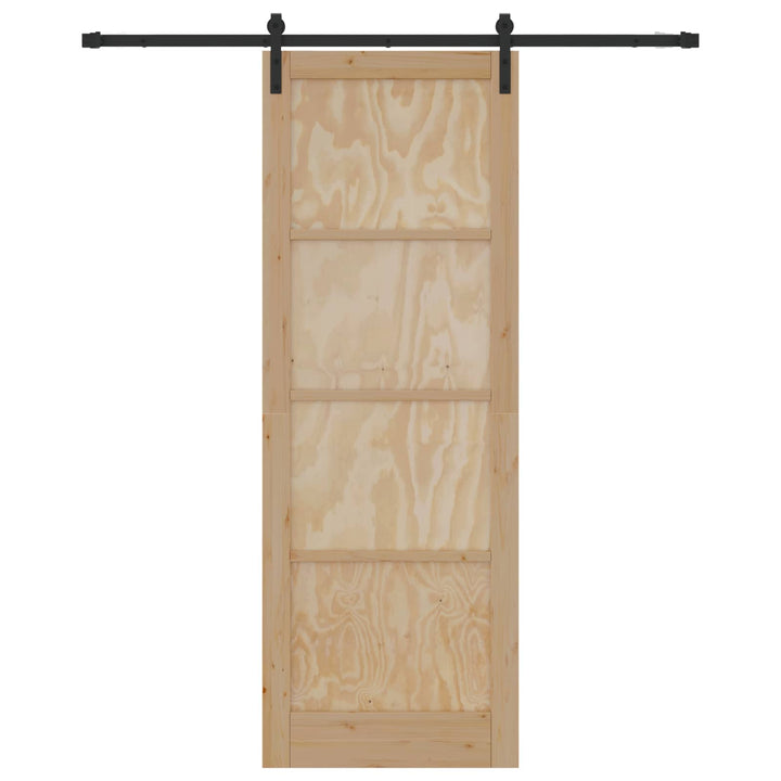 Skydedør Naturfarvet og sort 83 x 232 cm Massivt fyrretræ