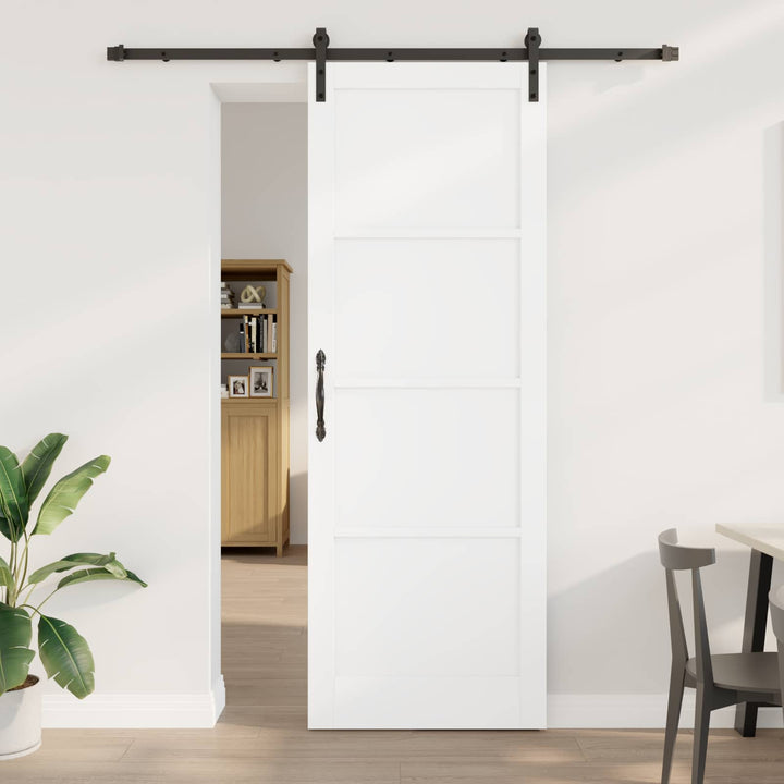 Skydedør Hvid og sort 83 x 232 cm Massivt fyrretræ