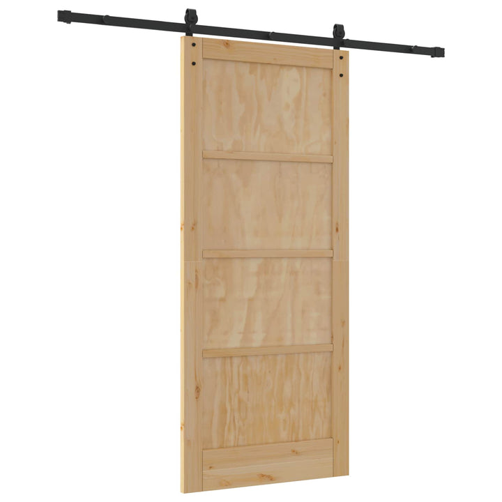 Skydedør Naturfarvet og sort 86 x 198,5 cm Massivt fyrretræ