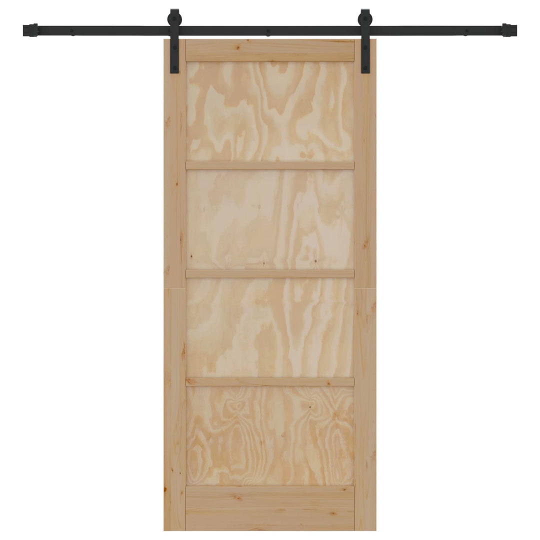 Skydedør Naturfarvet og sort 86 x 198,5 cm Massivt fyrretræ
