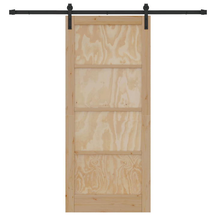Skydedør Naturfarvet og sort 86 x 198,5 cm Massivt fyrretræ