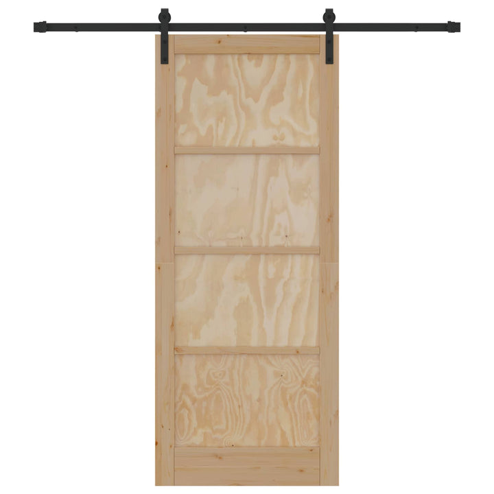 Skydedør Naturfarvet og sort 86 x 211 cm Massivt fyrretræ