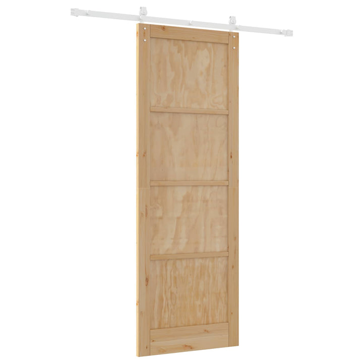 Skydedør Natur og hvid 83 x 232 cm Massivt fyrretræ