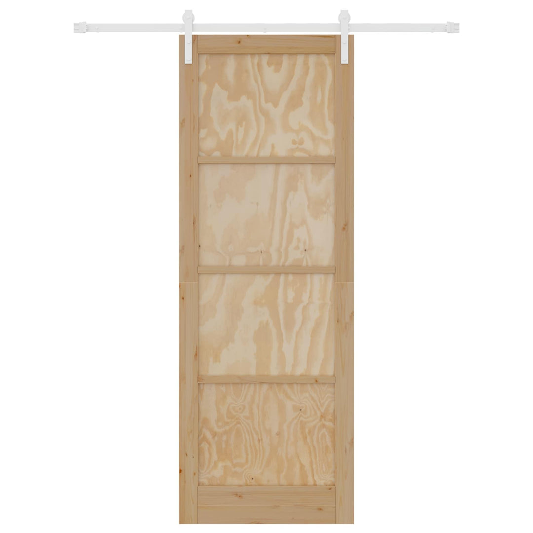 Skydedør Natur og hvid 83 x 232 cm Massivt fyrretræ