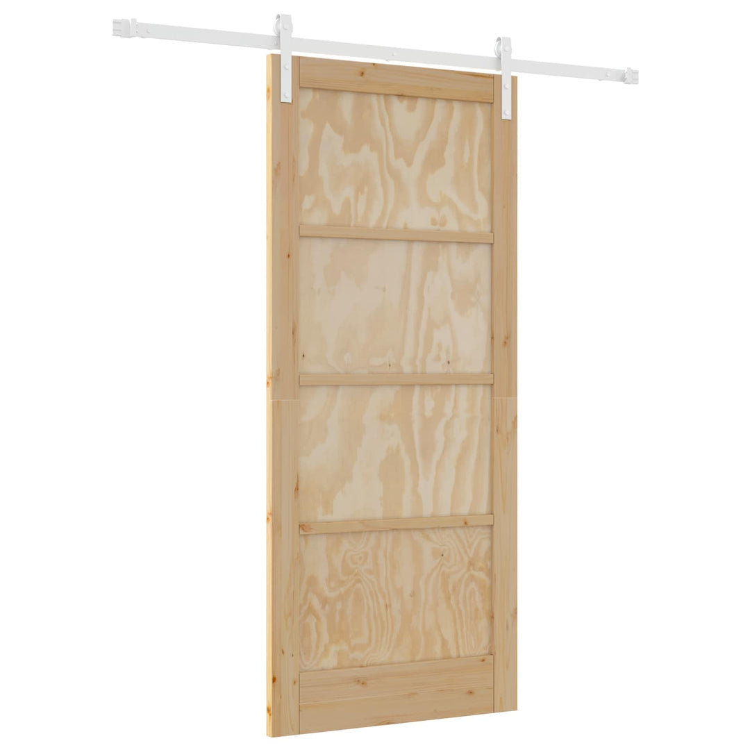 Skydedør Natur og hvid 86 x 198,5 cm Massivt fyrretræ