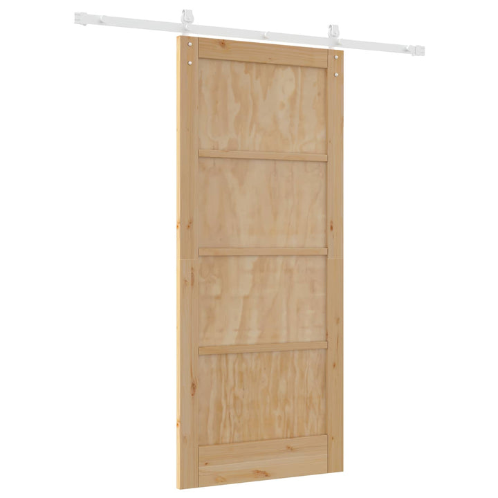Skydedør Natur og hvid 86 x 198,5 cm Massivt fyrretræ