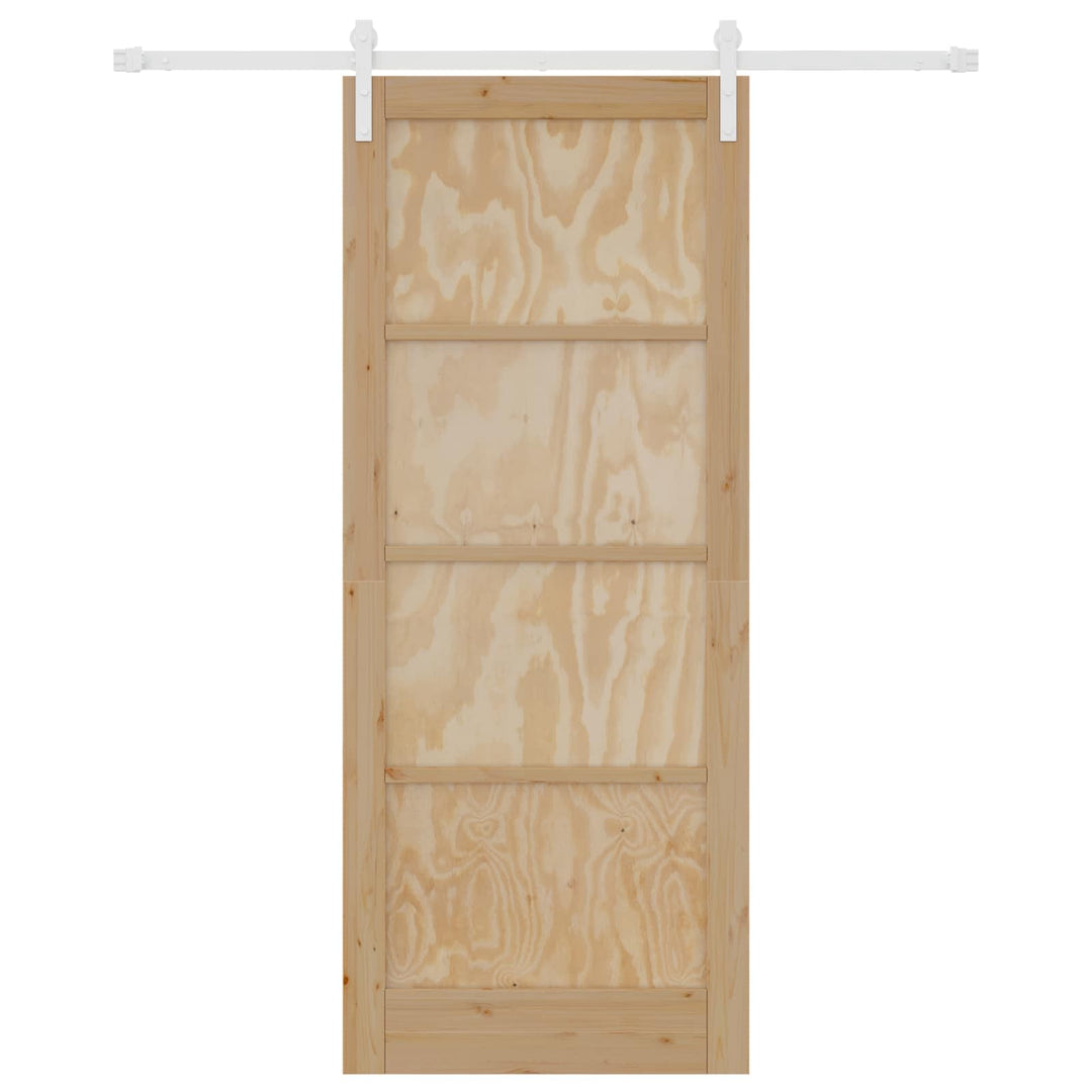 Skydedør Natur og hvid 86 x 211 cm Massivt fyrretræ