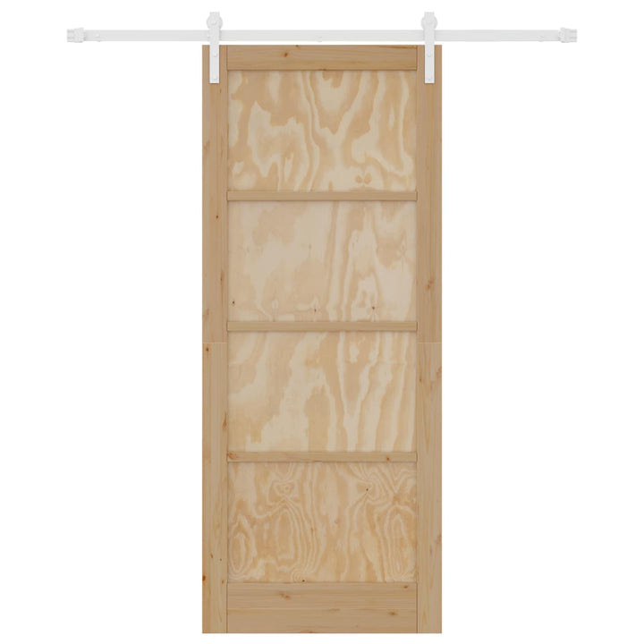 Skydedør Natur og hvid 86 x 211 cm Massivt fyrretræ