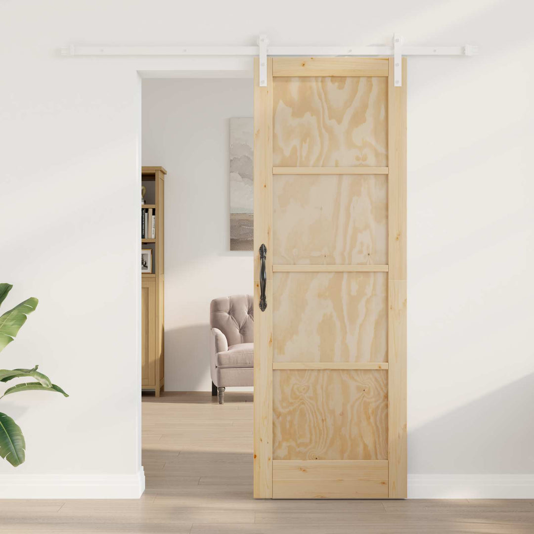 Skydedør Natur og hvid 73,5 x 211 cm Massivt fyrretræ