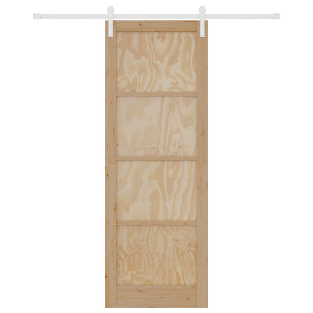 Skydedør Natur og hvid 83 x 232 cm Massivt fyrretræ
