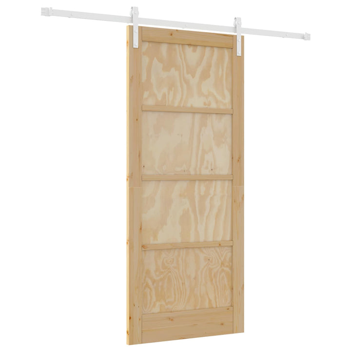 Skydedør Natur og hvid 86 x 198,5 cm Massivt fyrretræ