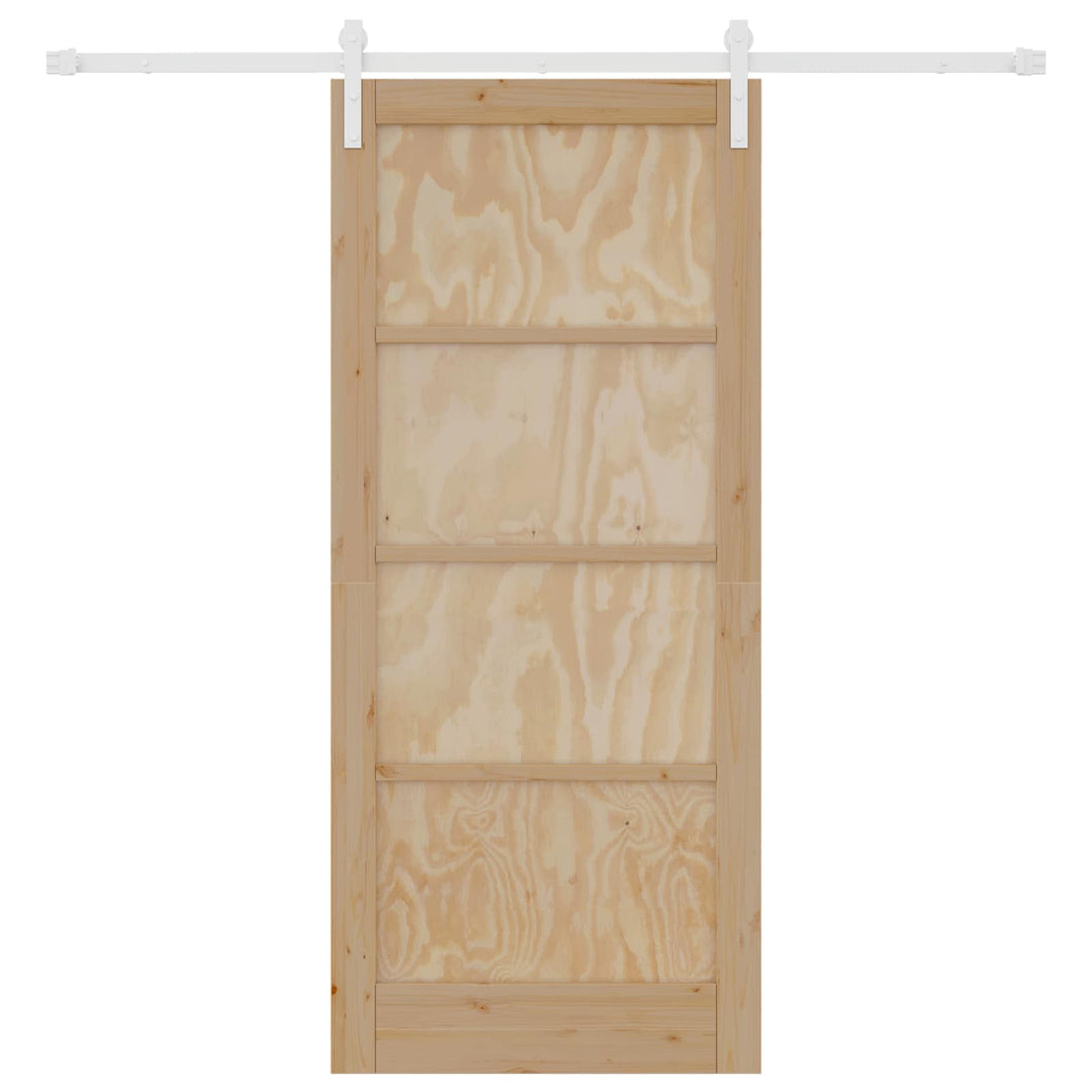 Skydedør Natur og hvid 86 x 198,5 cm Massivt fyrretræ