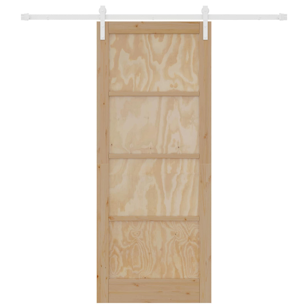 Skydedør Natur og hvid 86 x 211 cm Massivt fyrretræ