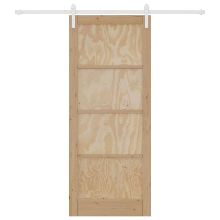 Skydedør Natur og hvid 86 x 211 cm Massivt fyrretræ
