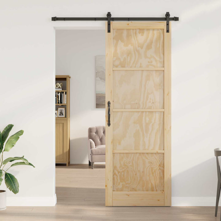Skydedør Naturfarvet 83 x 232 cm Massivt fyrretræ
