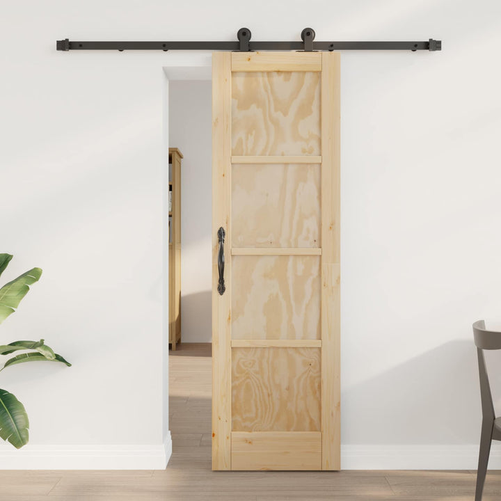 Skydedør Naturfarvet og sort 61 x 198,5 cm Massivt fyrretræ