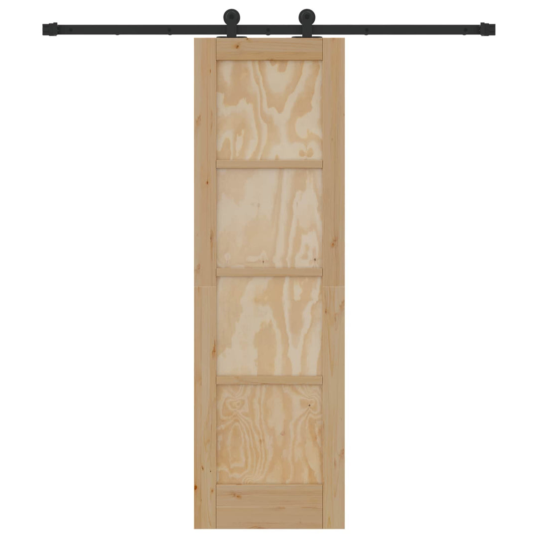 Skydedør Naturfarvet og sort 61 x 198,5 cm Massivt fyrretræ