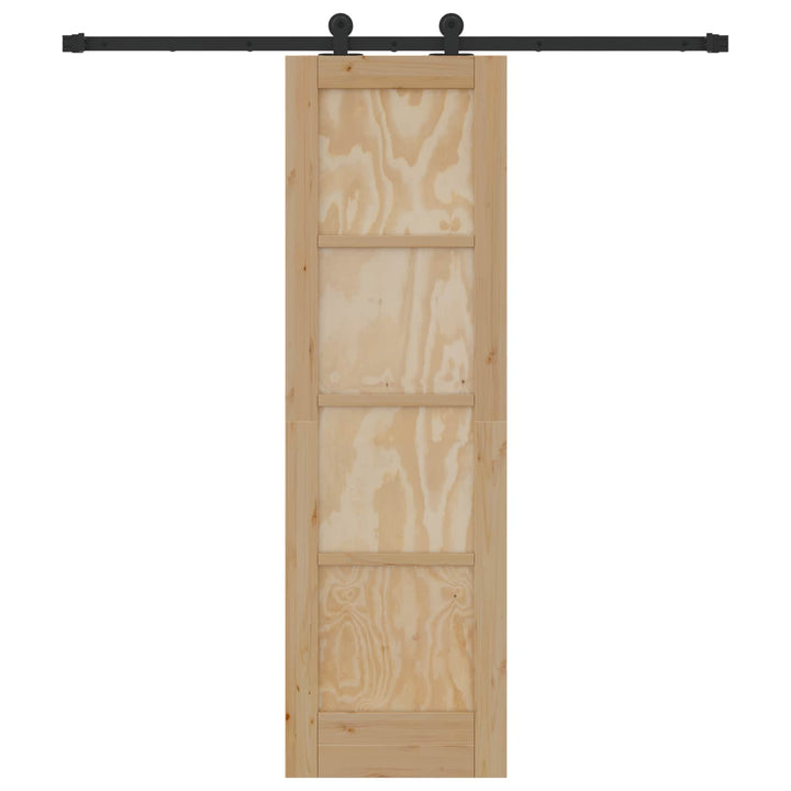 Skydedør Naturfarvet og sort 61 x 198,5 cm Massivt fyrretræ