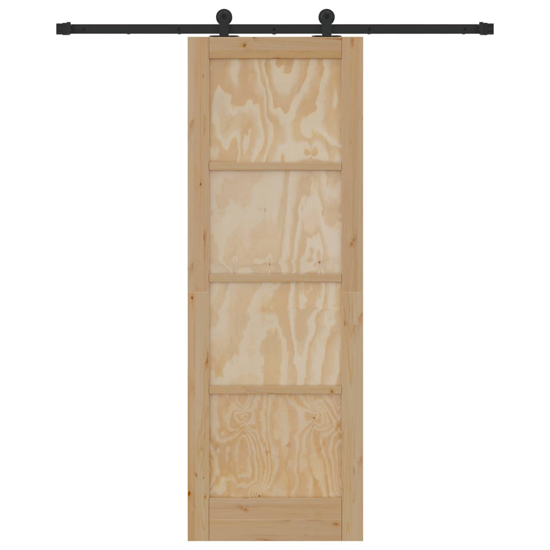 Skydedør Naturfarvet og sort 73,5 x 211 cm Massivt fyrretræ