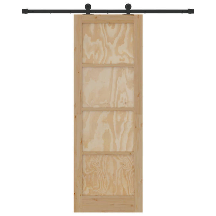 Skydedør Naturfarvet og sort 73,5 x 211 cm Massivt fyrretræ