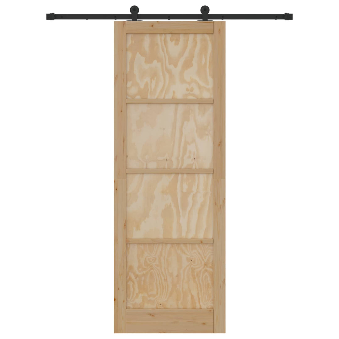 Skydedør Naturfarvet og sort 83 x 232 cm Massivt fyrretræ
