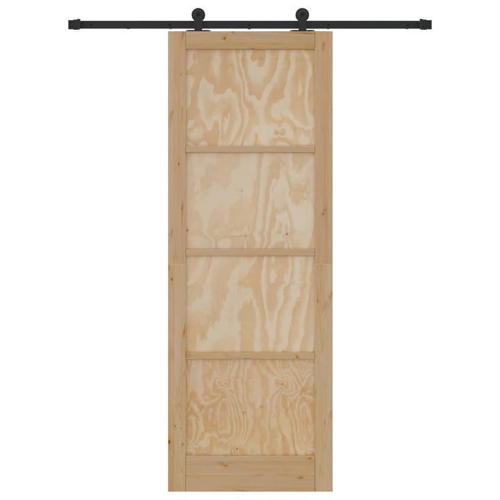 Skydedør Naturfarvet og sort 83 x 232 cm Massivt fyrretræ