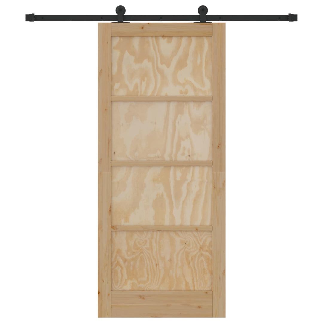 Skydedør Naturfarvet og sort 86 x 198,5 cm Massivt fyrretræ