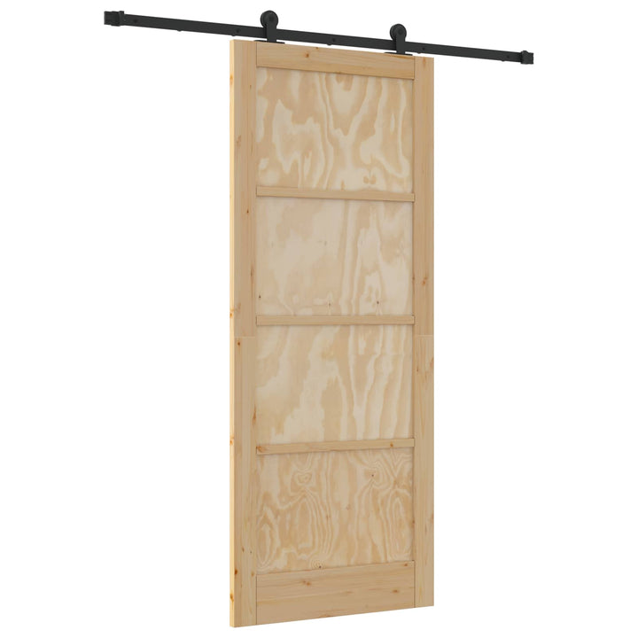 Skydedør Naturfarvet og sort 86 x 211 cm Massivt fyrretræ