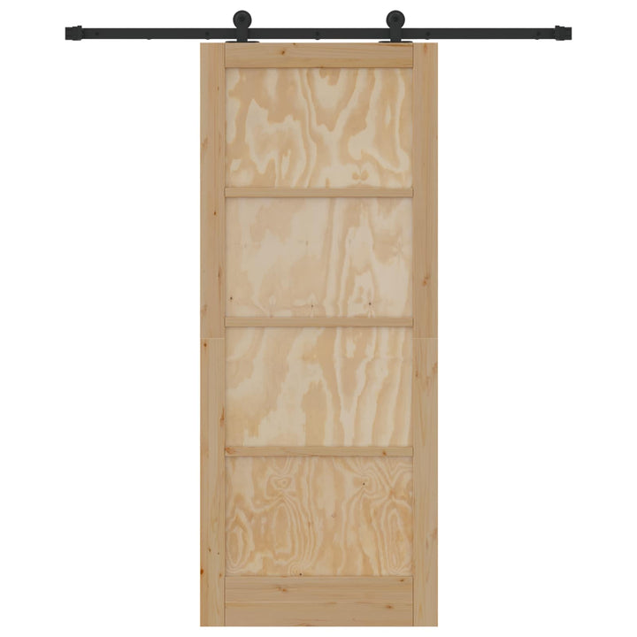 Skydedør Naturfarvet og sort 86 x 211 cm Massivt fyrretræ