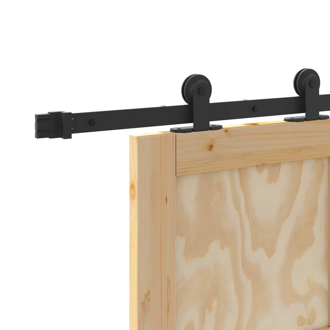 Skydedør Naturfarvet og sort 61 x 198,5 cm Massivt fyrretræ