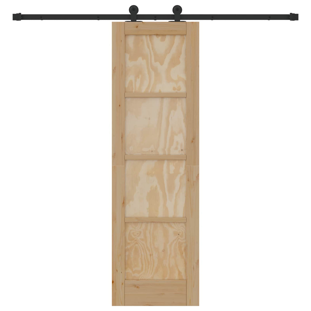 Skydedør Naturfarvet og sort 61 x 198,5 cm Massivt fyrretræ