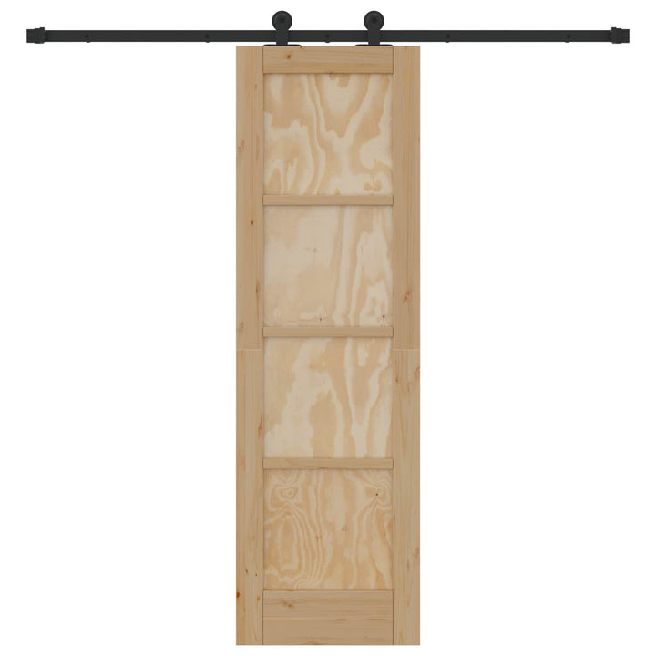 Skydedør Naturfarvet og sort 61 x 198,5 cm Massivt fyrretræ