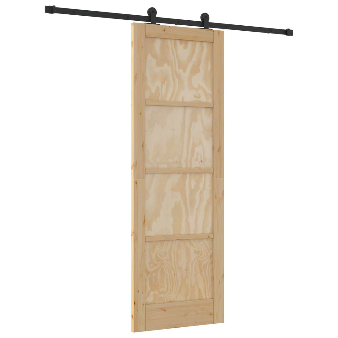 Skydedør Naturfarvet og sort 73,5 x 211 cm Massivt fyrretræ
