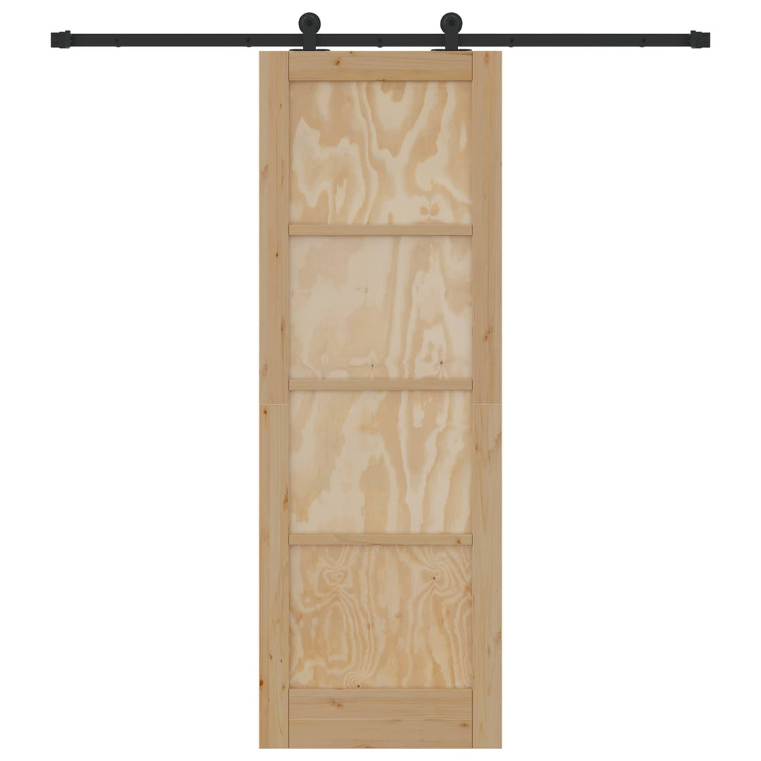 Skydedør Naturfarvet og sort 73,5 x 211 cm Massivt fyrretræ