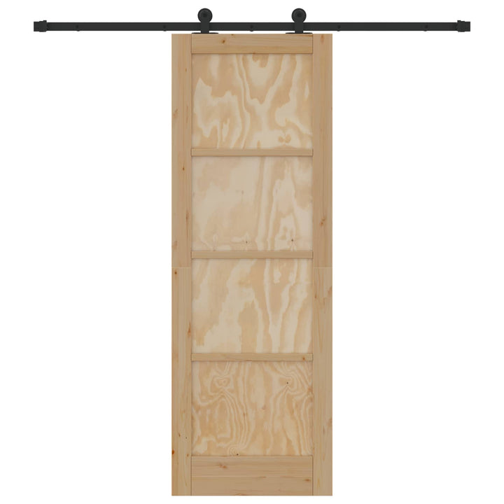 Skydedør Naturfarvet og sort 73,5 x 211 cm Massivt fyrretræ
