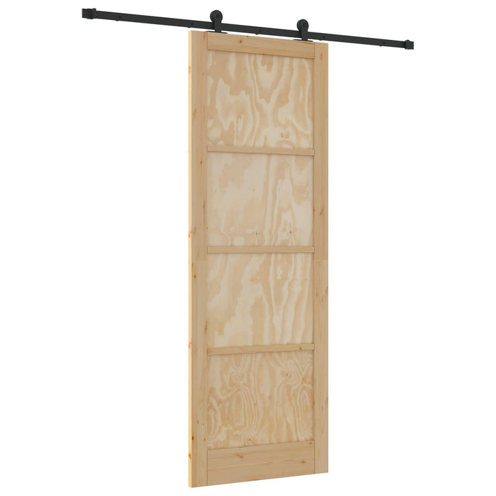 Skydedør Naturfarvet og sort 83 x 232 cm Massivt fyrretræ