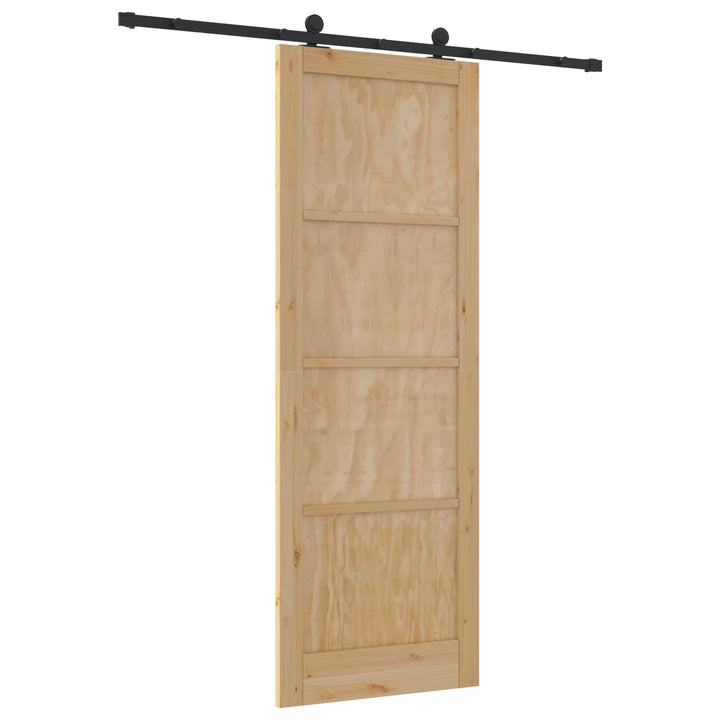 Skydedør Naturfarvet og sort 83 x 232 cm Massivt fyrretræ