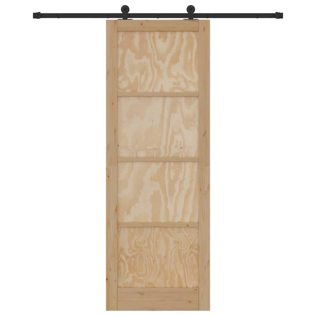 Skydedør Naturfarvet og sort 83 x 232 cm Massivt fyrretræ