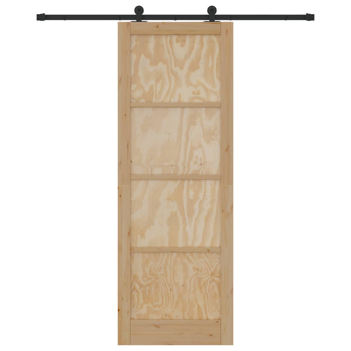 Skydedør Naturfarvet og sort 83 x 232 cm Massivt fyrretræ