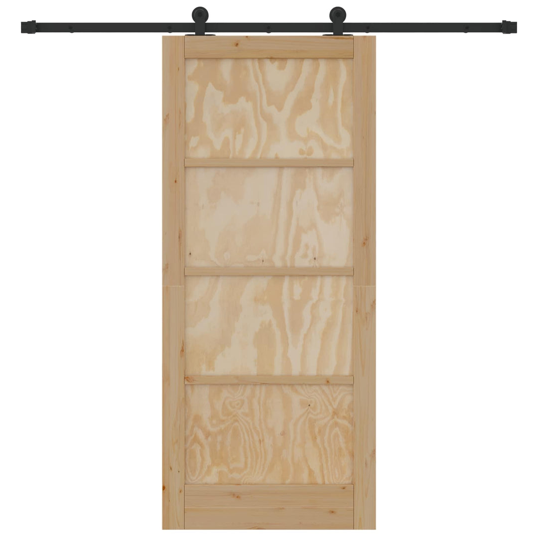 Skydedør Naturfarvet og sort 86 x 198,5 cm Massivt fyrretræ