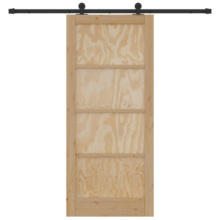 Skydedør Naturfarvet og sort 86 x 198,5 cm Massivt fyrretræ