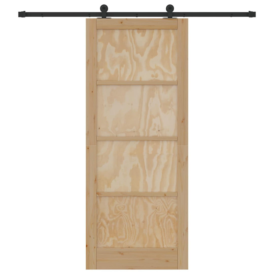 Skydedør Naturfarvet og sort 86 x 211 cm Massivt fyrretræ