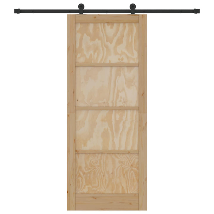 Skydedør Naturfarvet og sort 86 x 211 cm Massivt fyrretræ