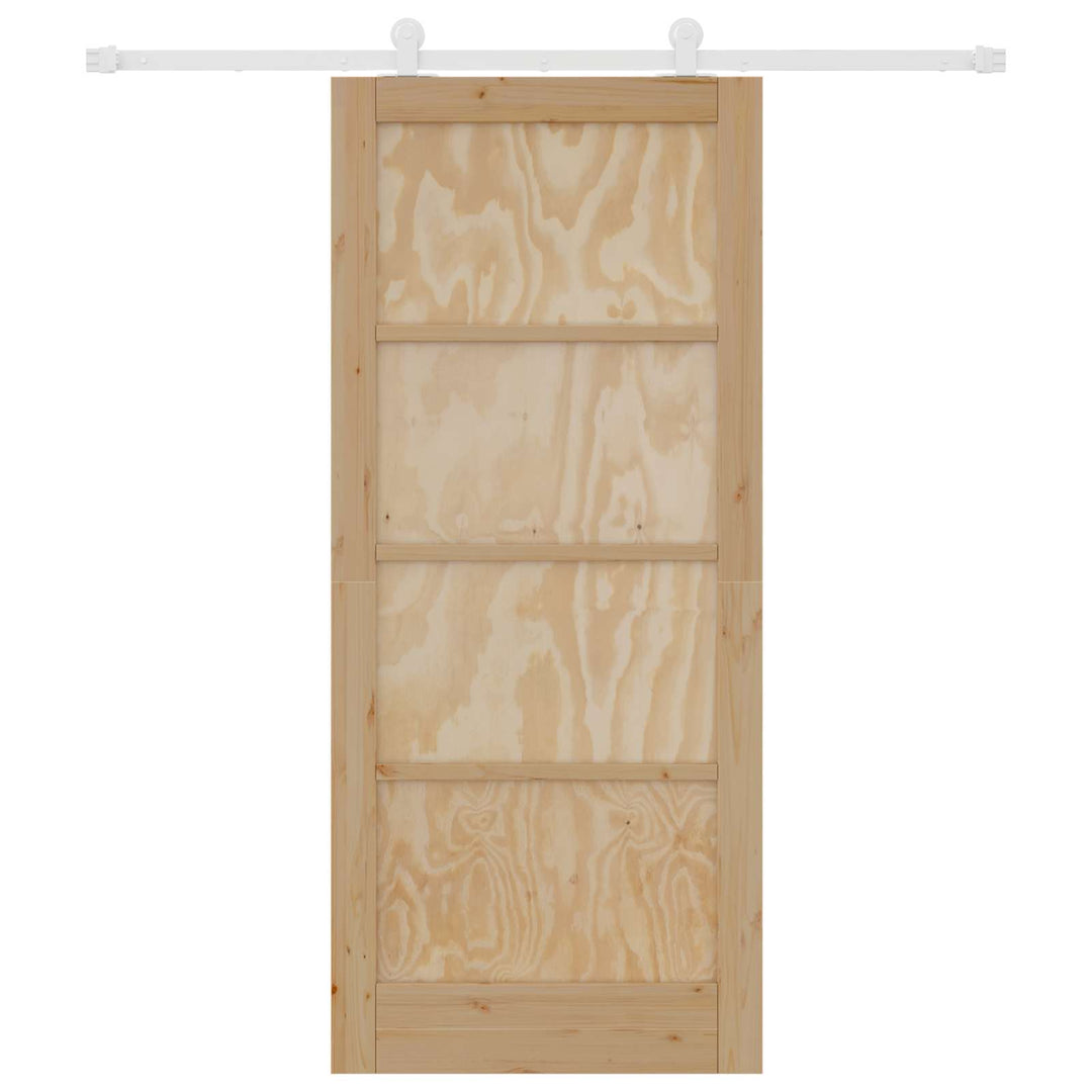 Skydedør Natur og hvid 86 x 198,5 cm Massivt fyrretræ